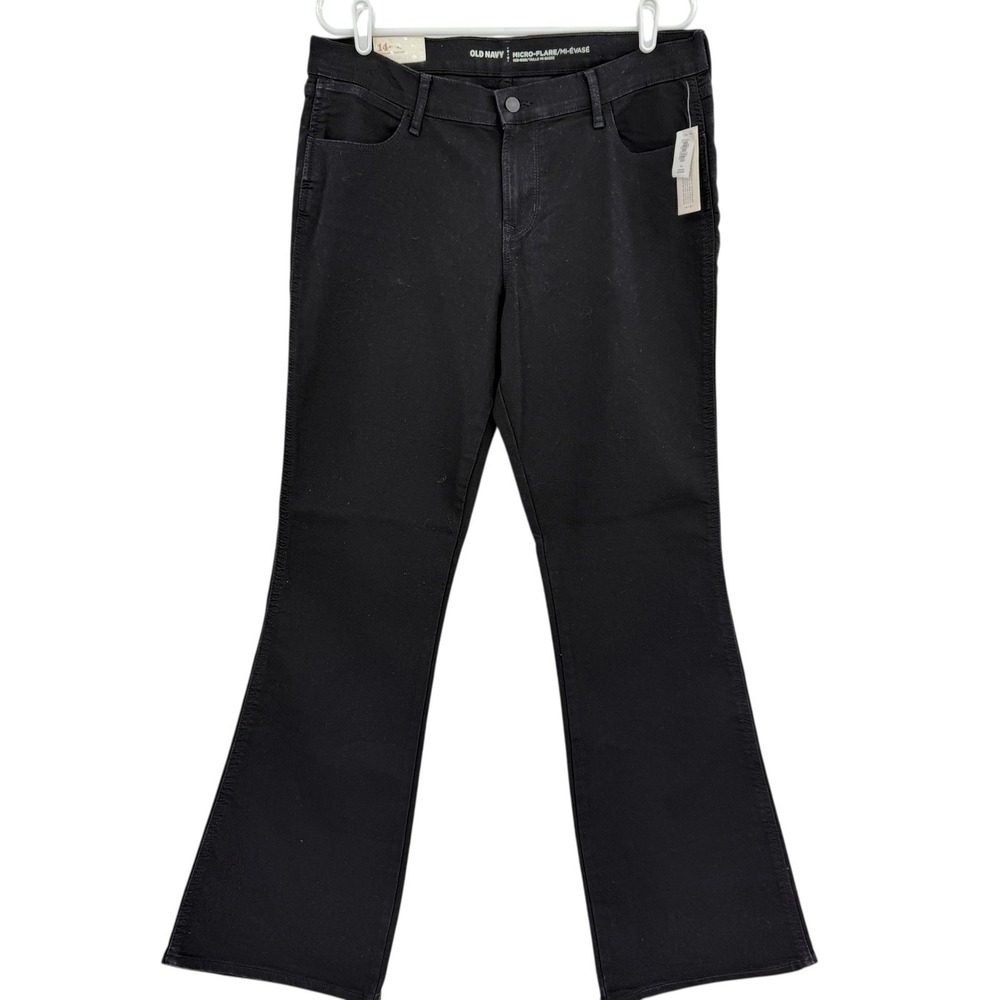 Old Navy Women's Black Jeans Size 14 Regular Mid Rise Micro Flare Stretch NWT
